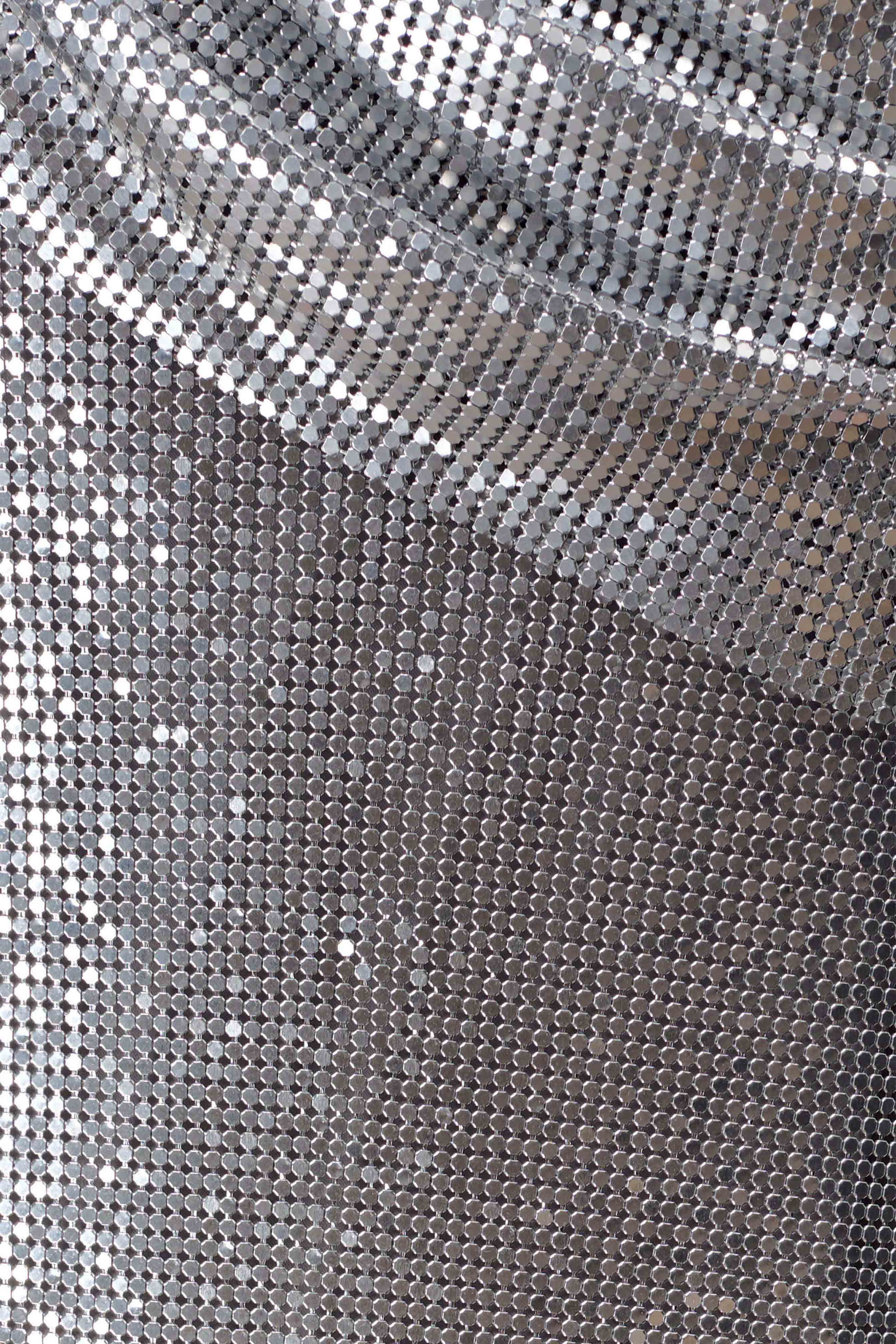 Silver One Shoulder Glow Mesh Mini Dress