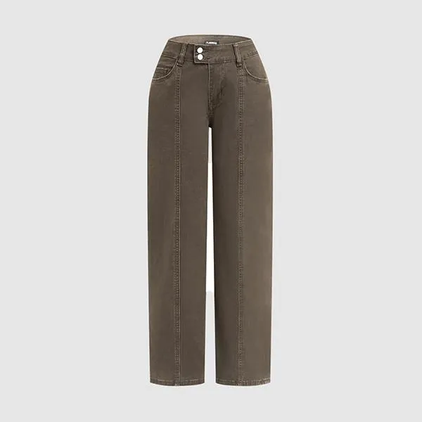 Mid Rise Straight Leg Butt Hugging Pants Women's Stretchy Fabric Multicolor Flattering
