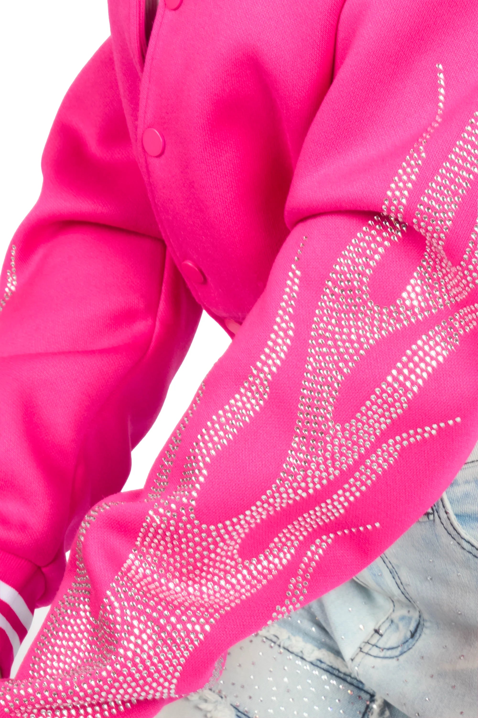 Beunca Hot Pink Rhinestone Varsity Jacket