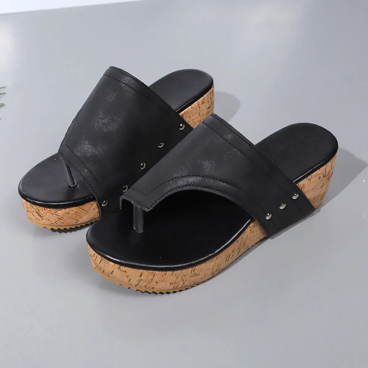 PU Leather Wedge Sandals (multiple color options)
