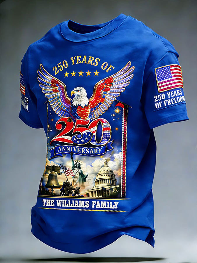 Men'S American Flag Commemorative 250Th Anniversary Classic Pattern Short Sleeve T-Shirt