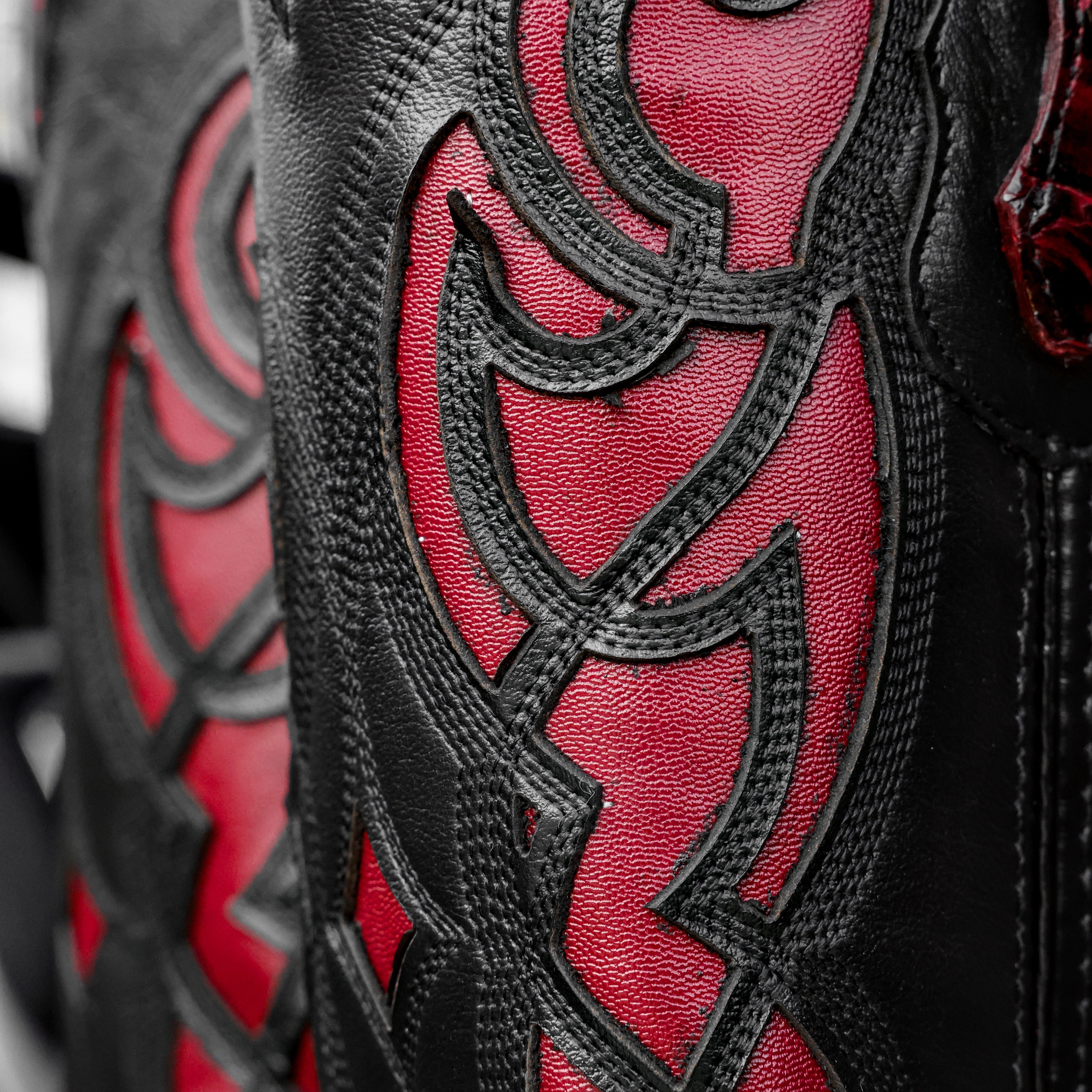 Genuine Black Cherry Pirarucu Boots - Square Toe