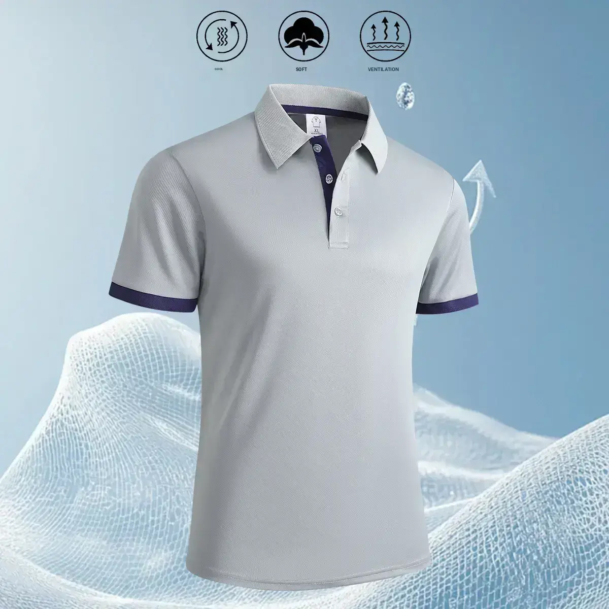 Men's Soft Breathable Business Casual Polo Shirt