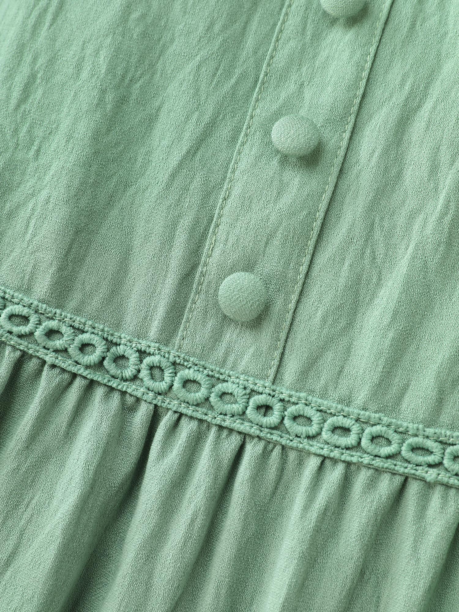 Lace Trim Sleeveless Tiered Maxi Dress