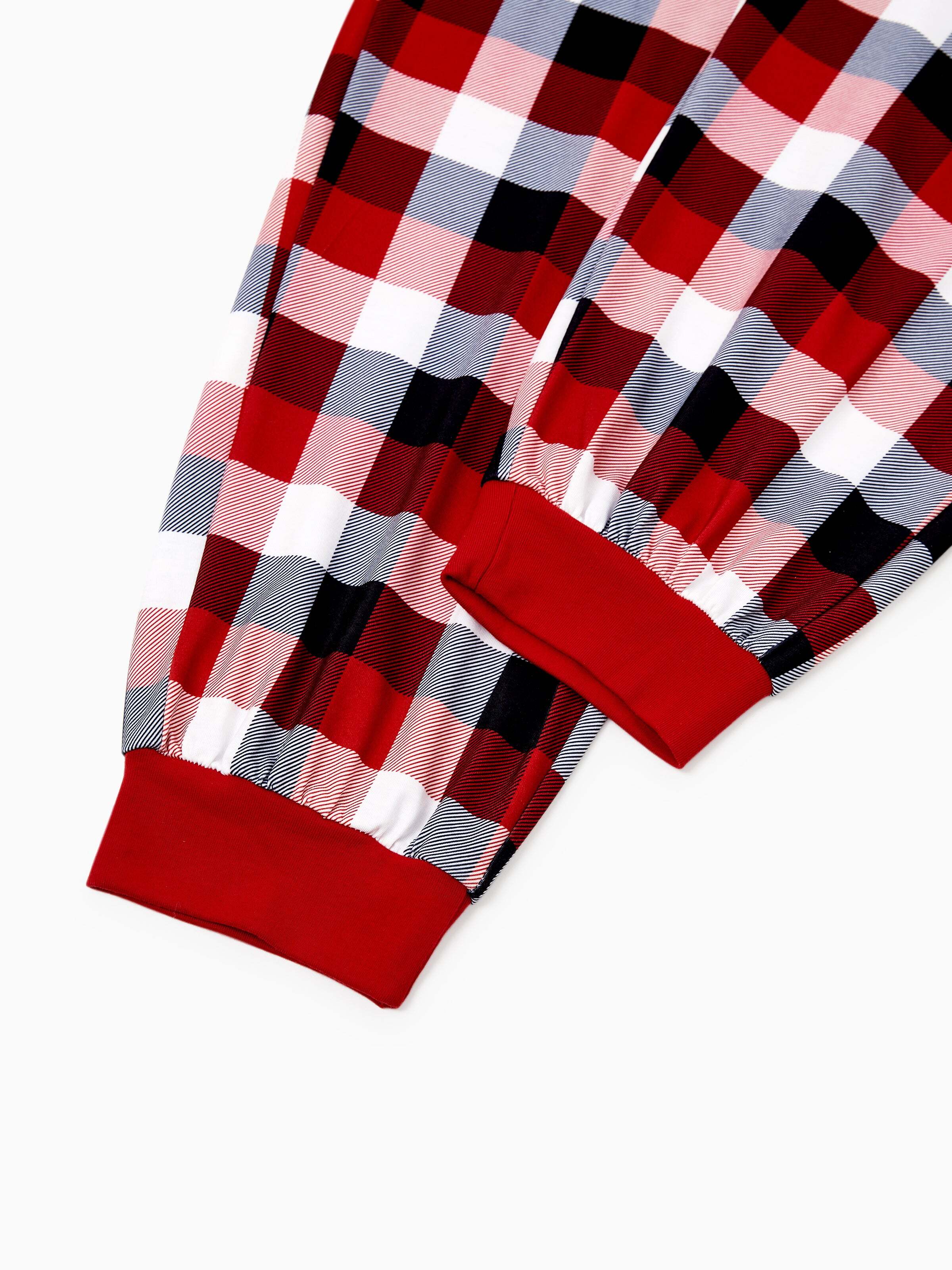 Christmas Matching Family Pajamas Set Glow In The Dark Reindeer Print PJS with Christmas Socks Red