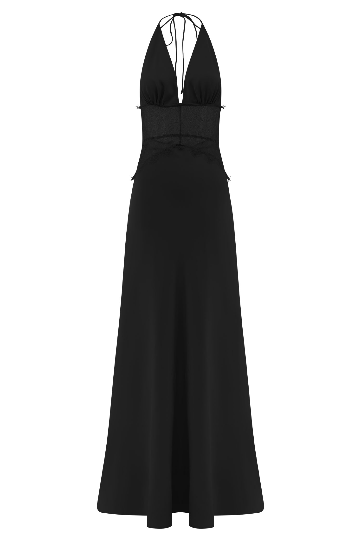 Black Lace And Satin Maxi Dress