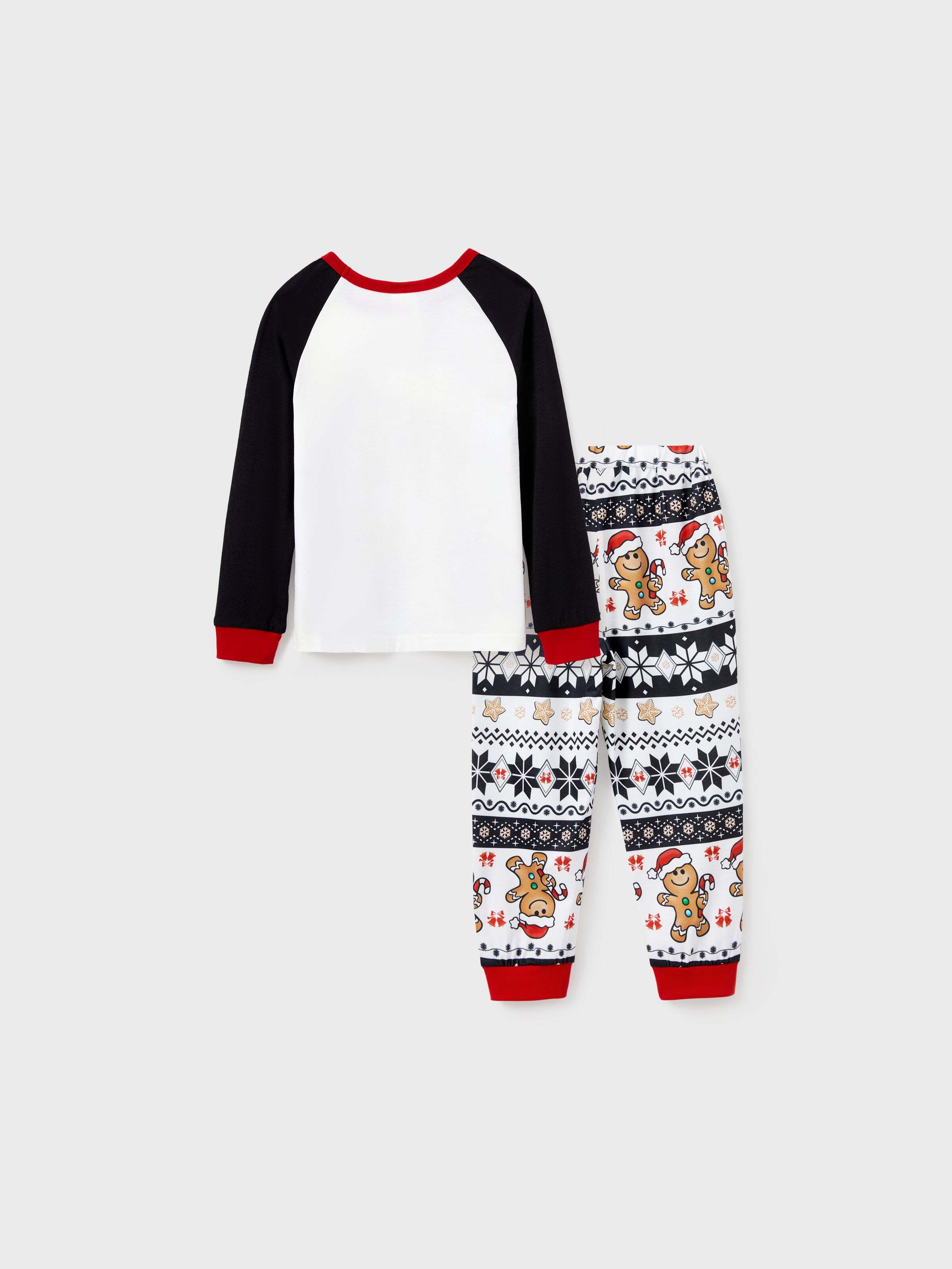 Christmas Family Matching Raglan Sleeves Gingerbread Man Pajamas Sets with Drawstring and Pockets with Christmas Socks red/black