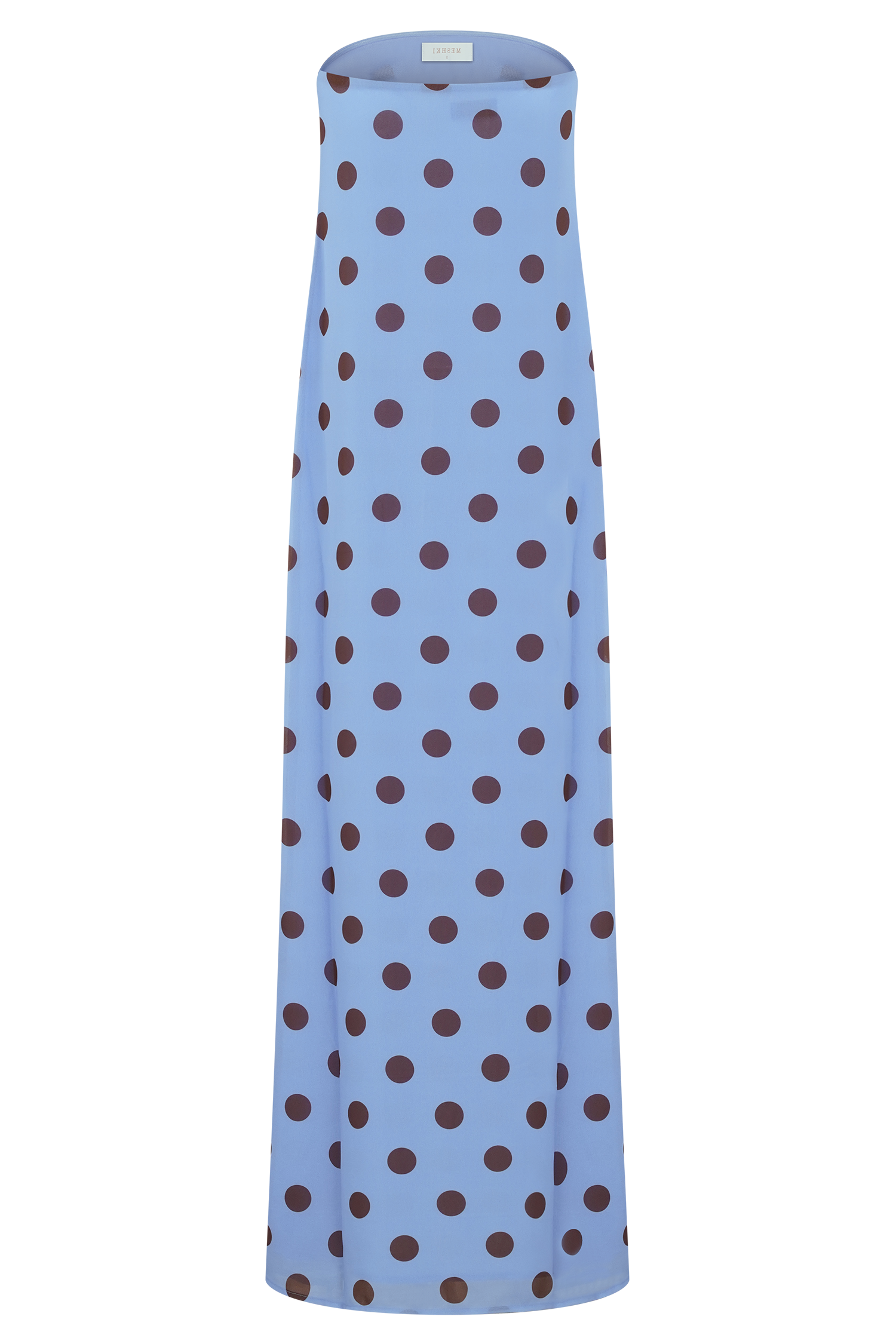 Dot Strapless Chiffon Maxi Dress