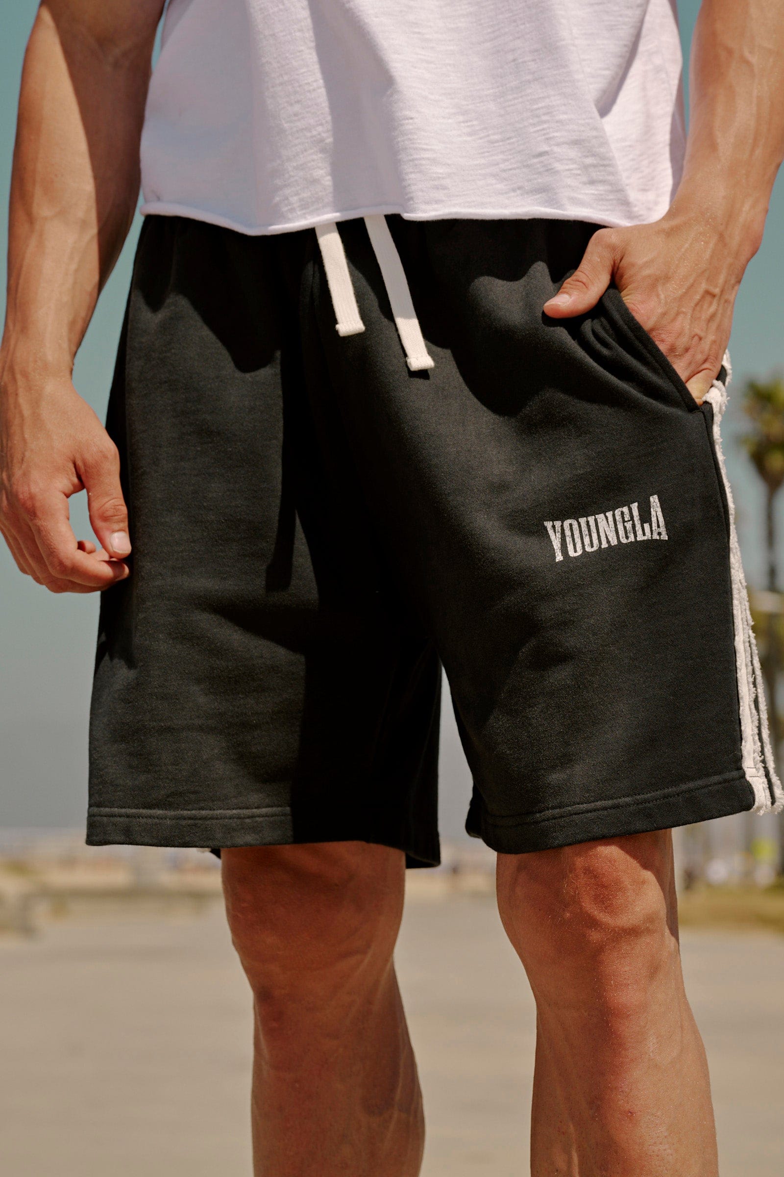 1058 - Vintage Striped Sweat Shorts