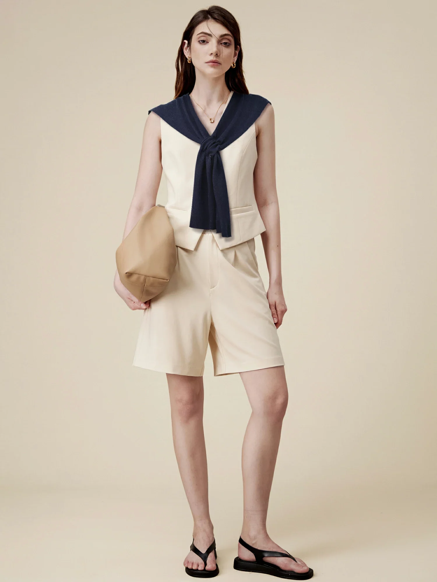 Women's 100% Lyocell Knitted Knotted Shawl Wraps Detachable False Collar