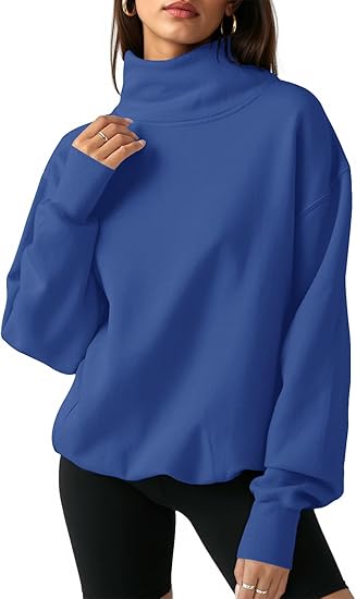 2026 Women's Oversized Turtleneck Sweatshirt Long Sleeve Pullover