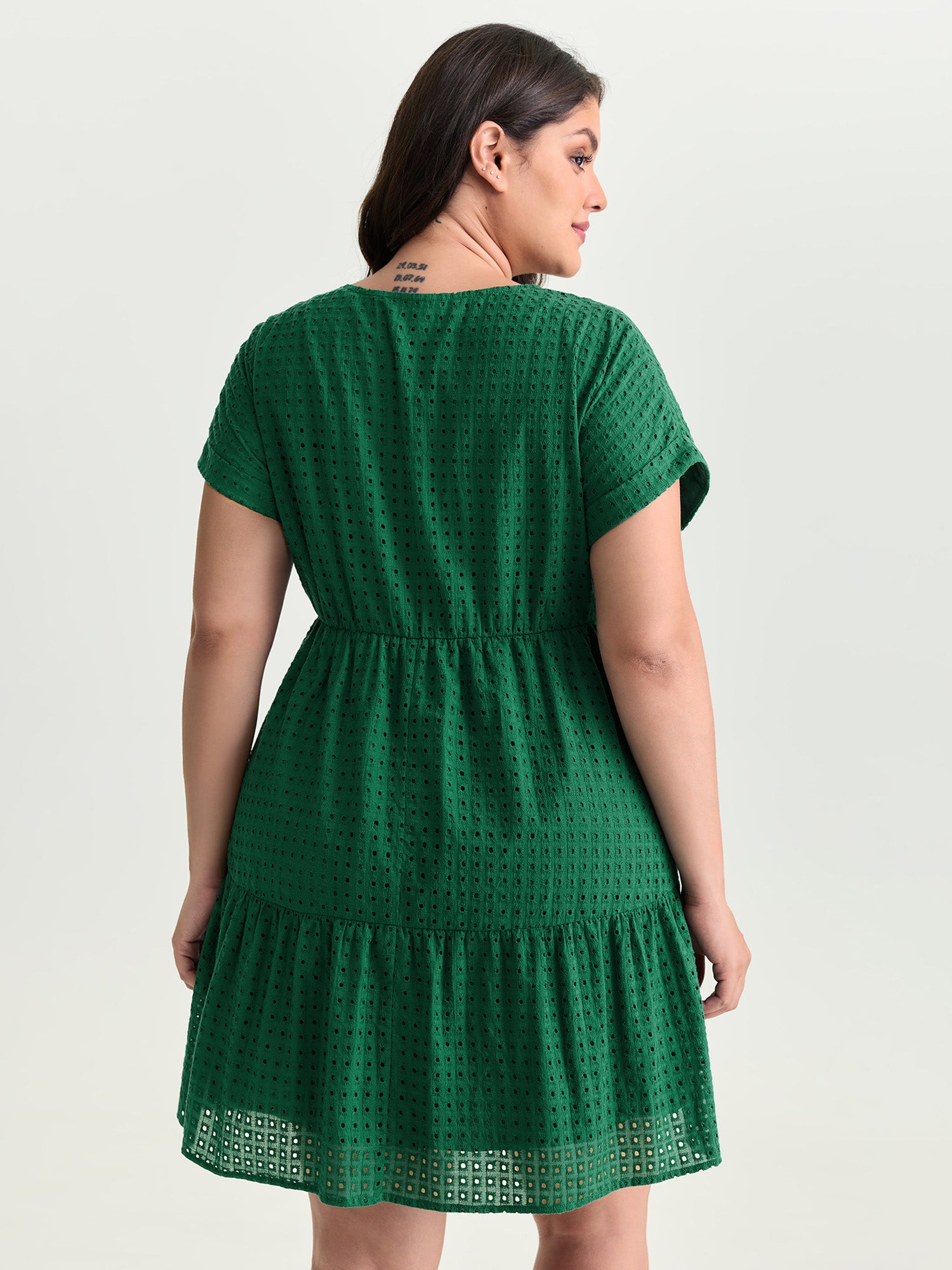 Cotton V-Neck Tiered Mini Dress