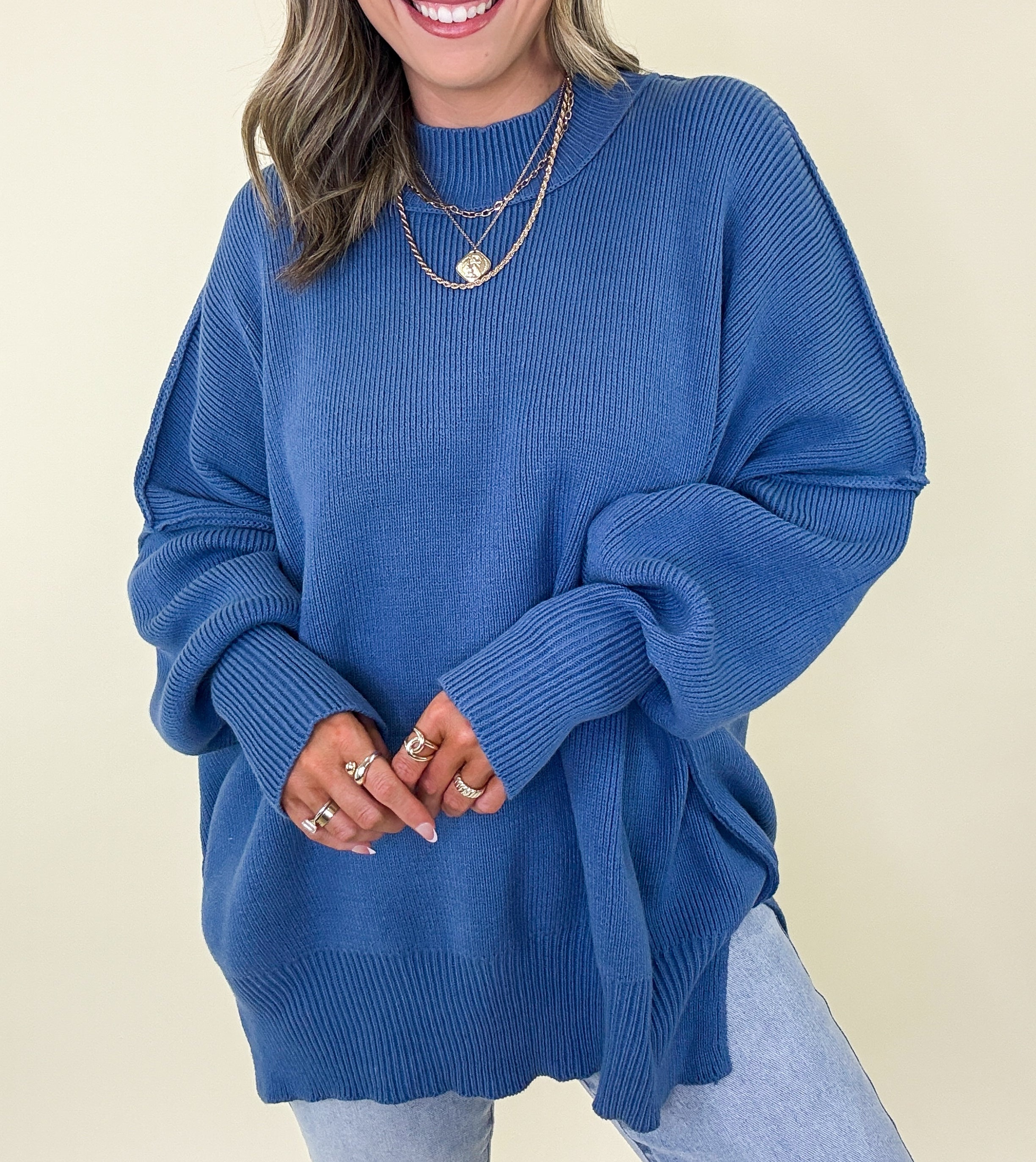 Simple Street Side Slit Oversized Sweater - BACK IN STOCK