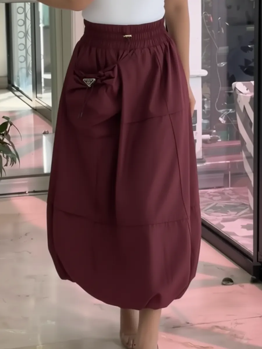 Women's Casual And Fashionable Elastic Waist Skirt