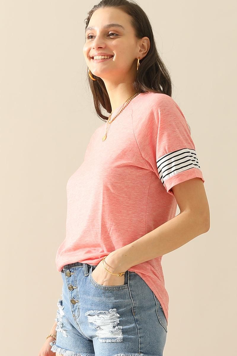 Loose Fit Crewneck Line Point Short Sleeve Tee