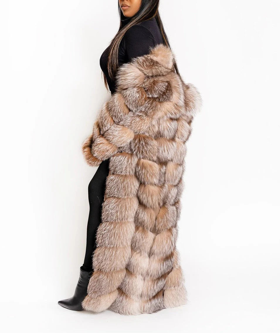 （✔️Free shipping）Crystal Fox Full Length Fur Coat/Vest