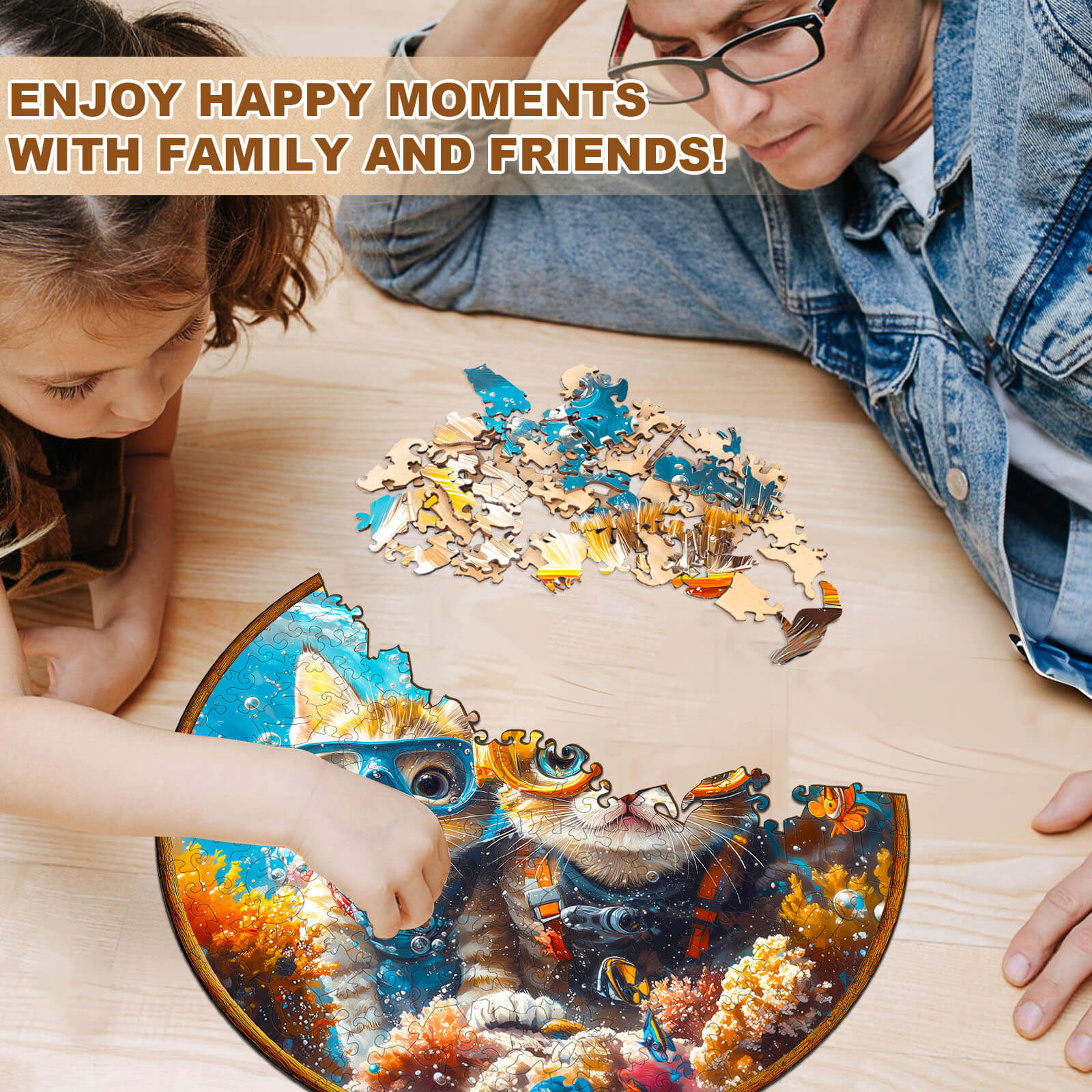 Diving cats Wooden Jigsaw Puzzle