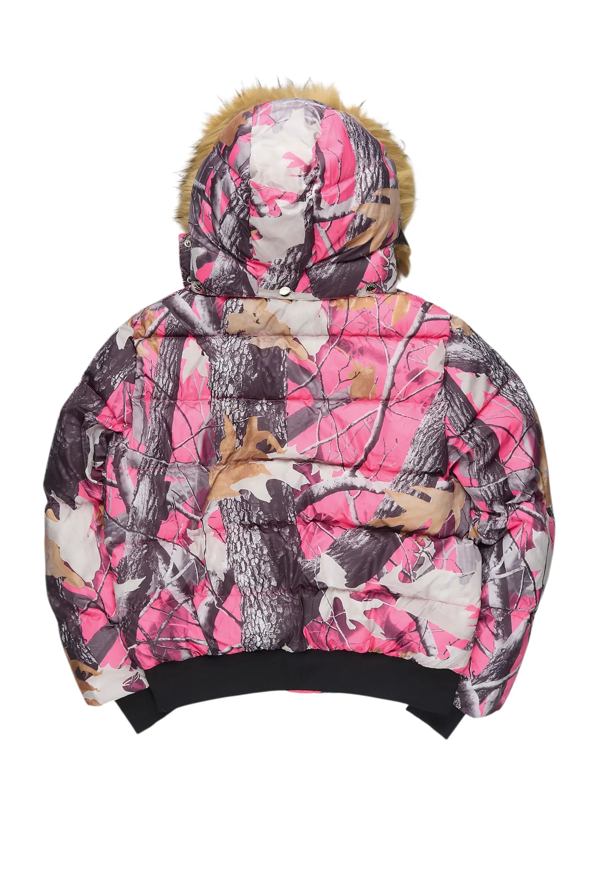 Benita Pink Tree Camo Puffer Jacket