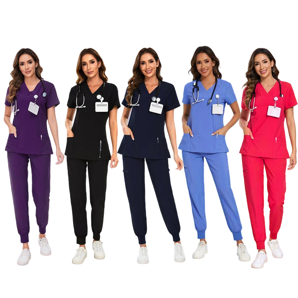 Set for Women - Stretch V-Neck Scrub Top & Jogger Pant with 8 Pockets COZY SCRUBS