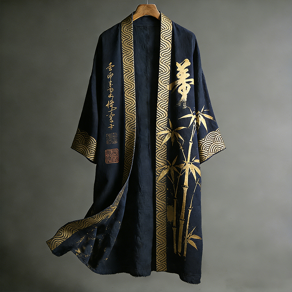 Japanese Art Bamboo Art Print Flowing Kimono
