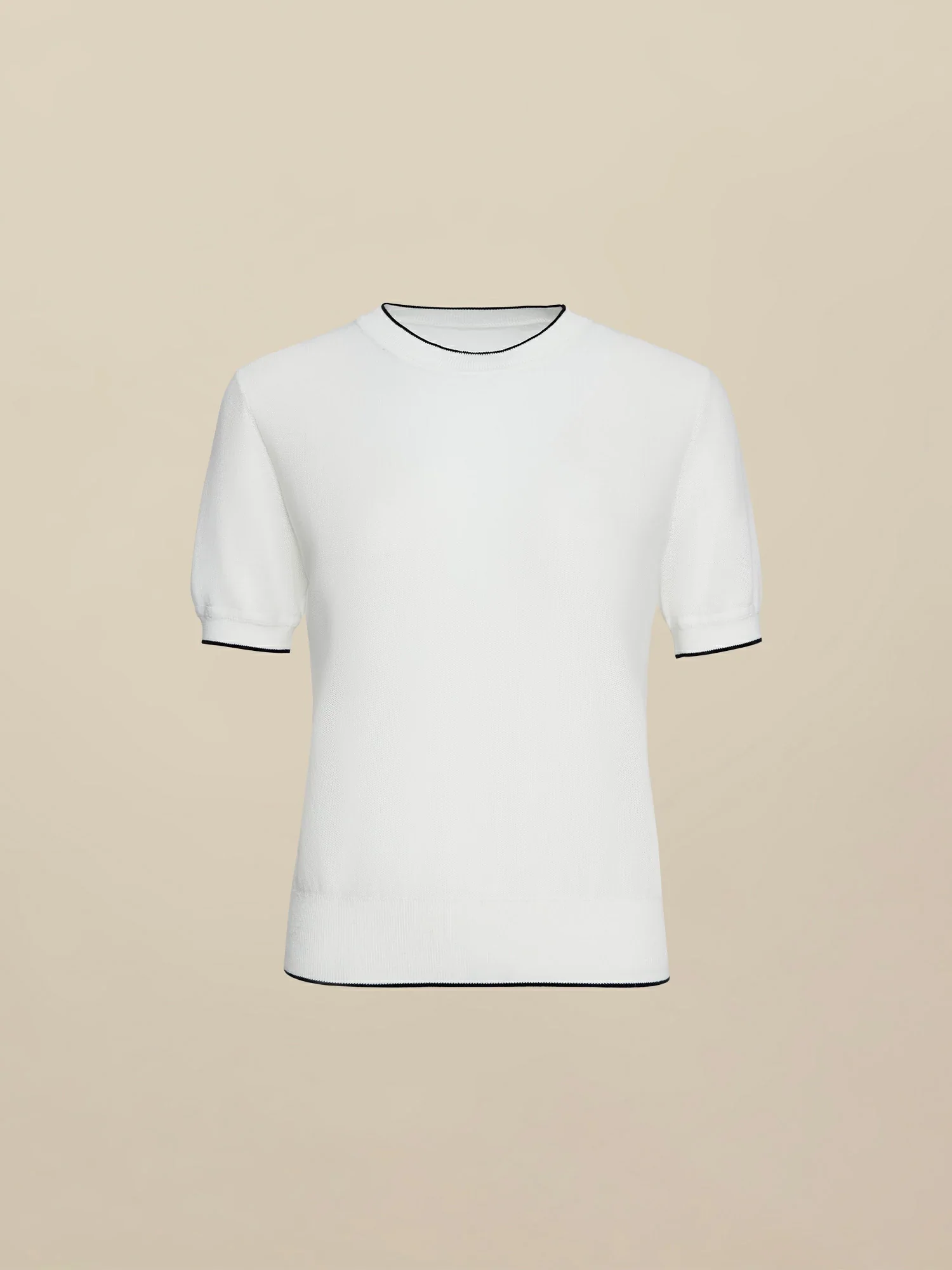 Cotton & Linen Round Neck Contrast Trim Top