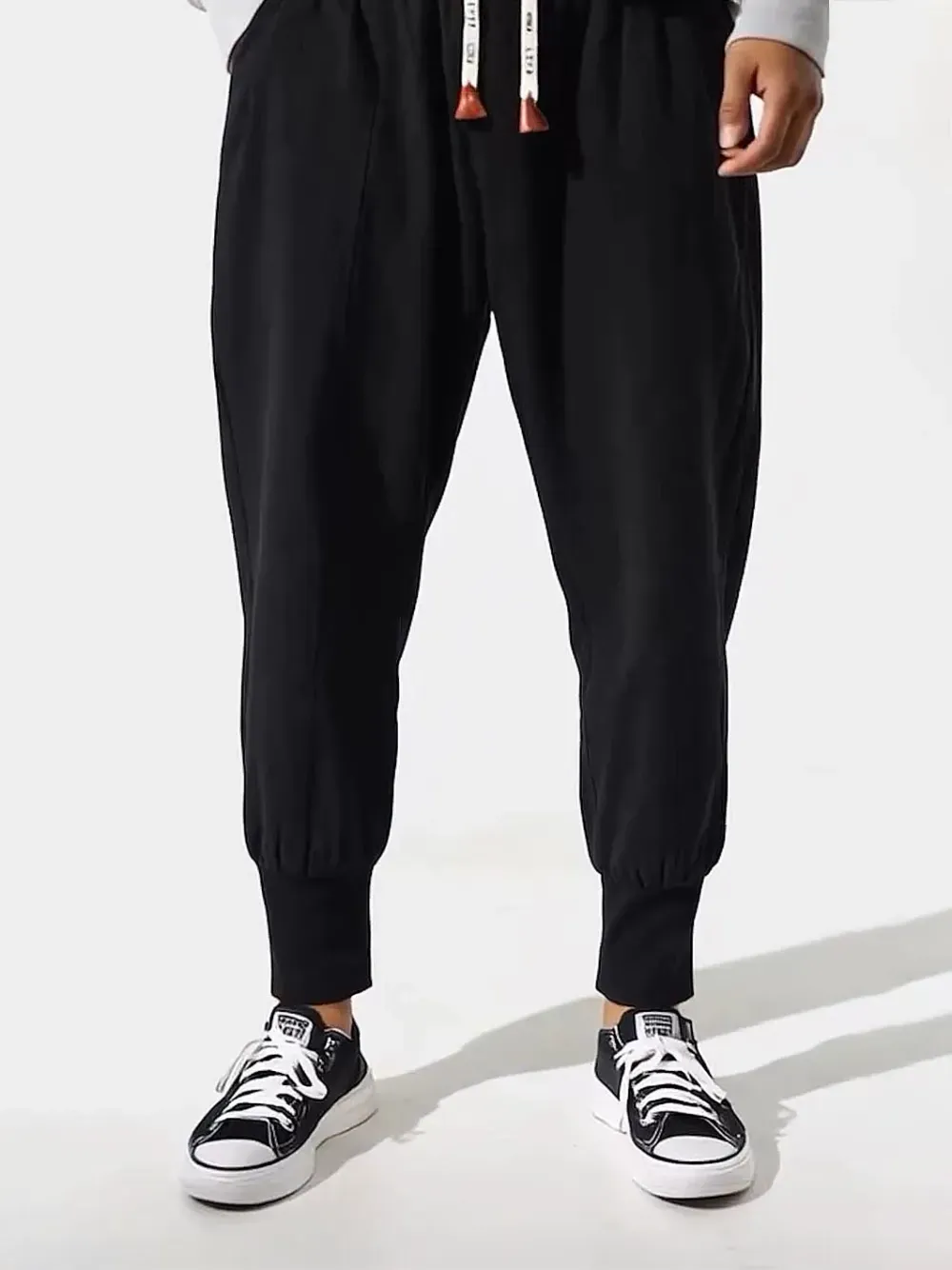 Contrast Color Drawstring Knitted Pencil Pants