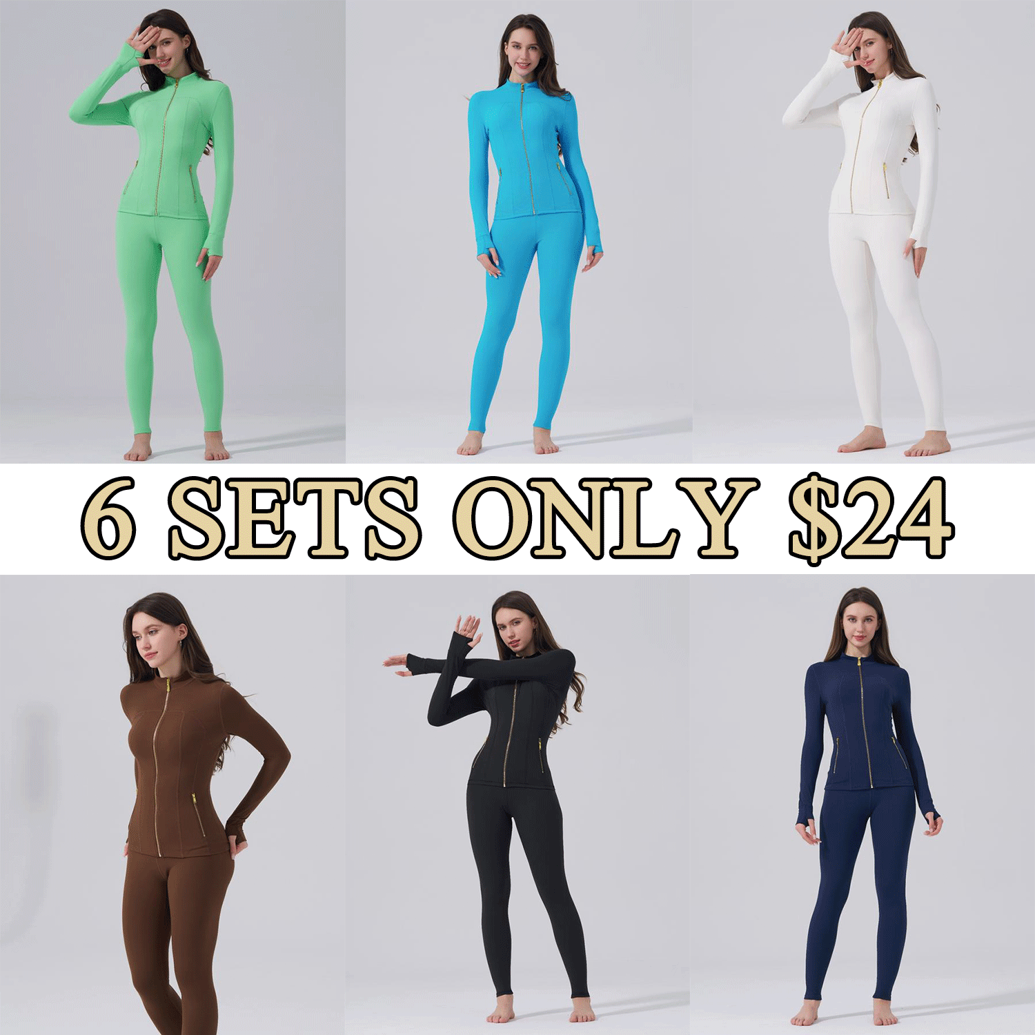 ✨ Gold Zipper Active Track Suit Set – Women’s Yoga & Lounge Wear