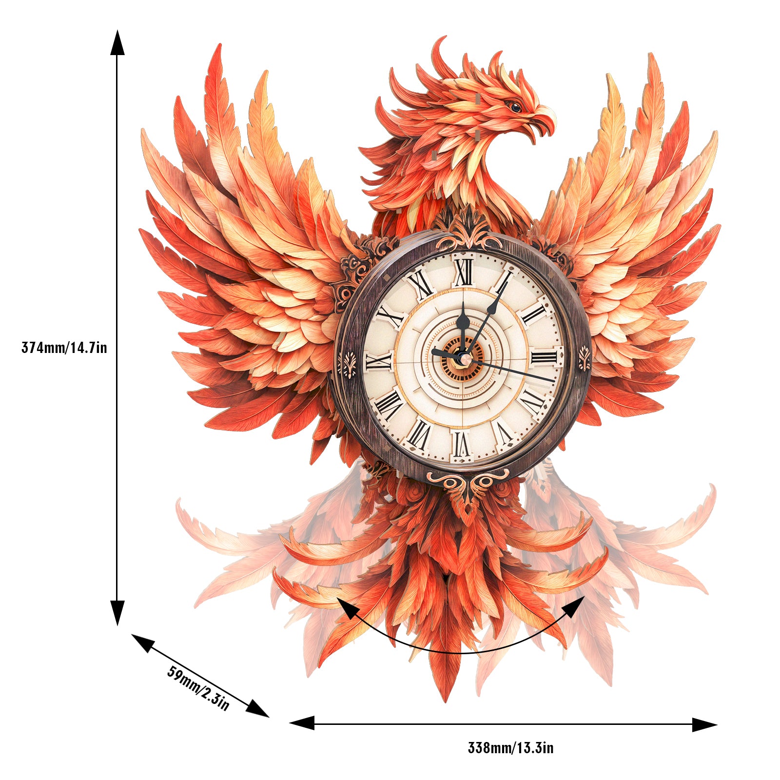Fire Phoenix â€“ DIY Wooden Clock, 3D Puzzle Craft Kit