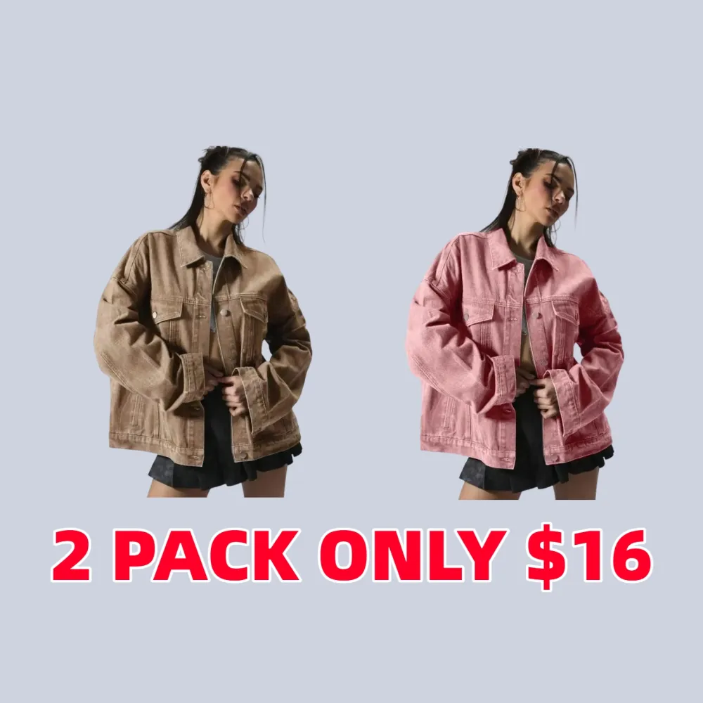 Women's Plain Button Front Drop Shoulder Denim Coat