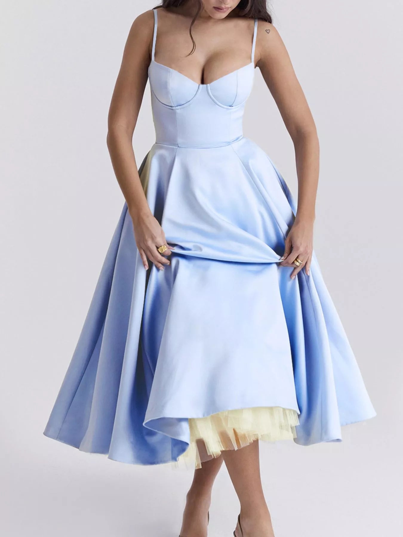 Sweetheart Neck A-Line Midi Dress