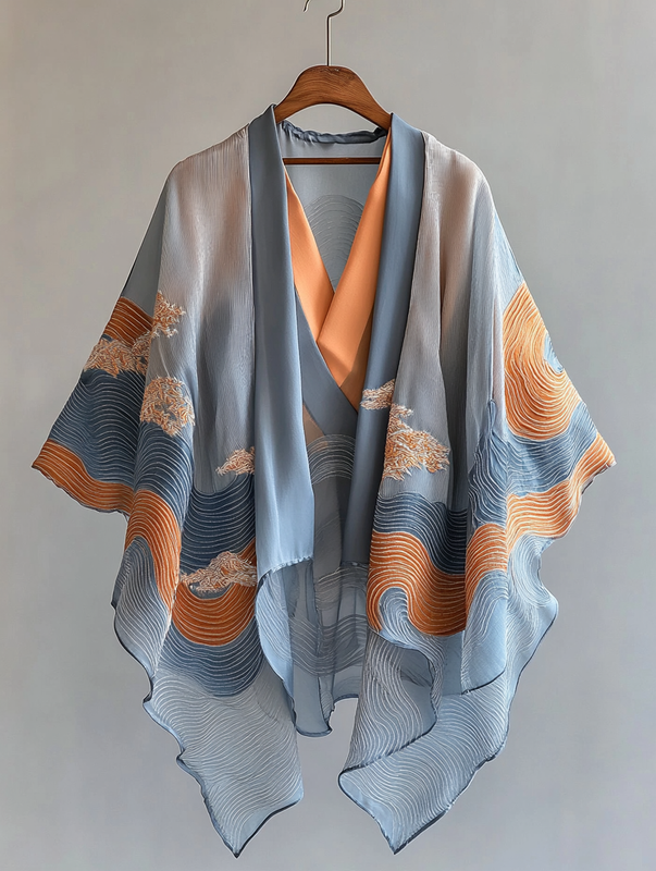 Summer cardigan with gradient stitching and embroidery 4da2