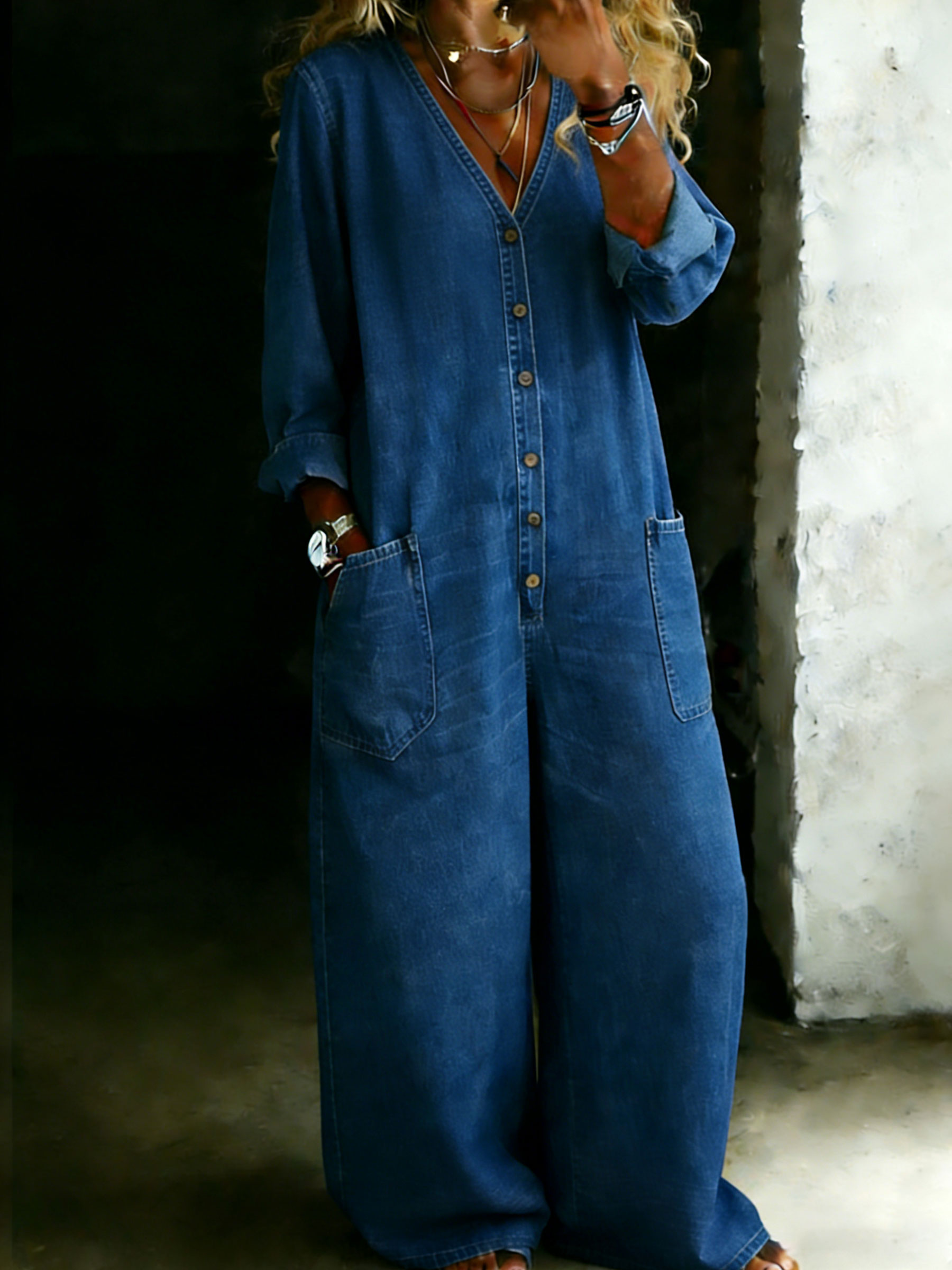 Women’s Cotton One Piece Denim Jumpsuit