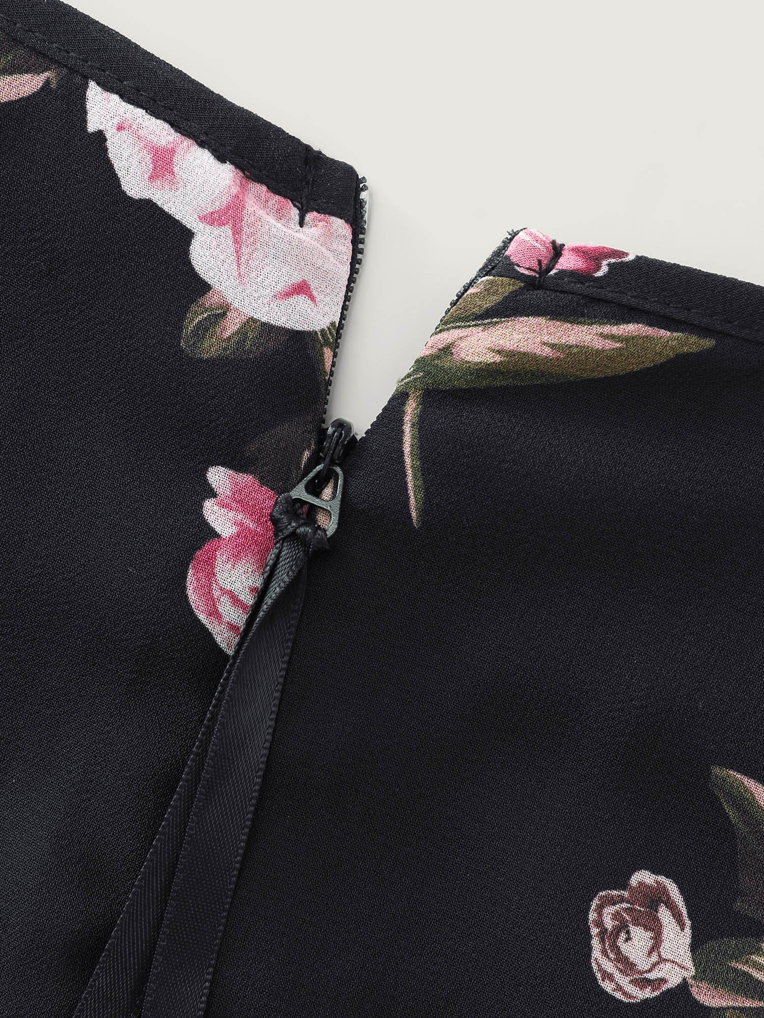 Floral Print Layered Contrast Jumpsuit