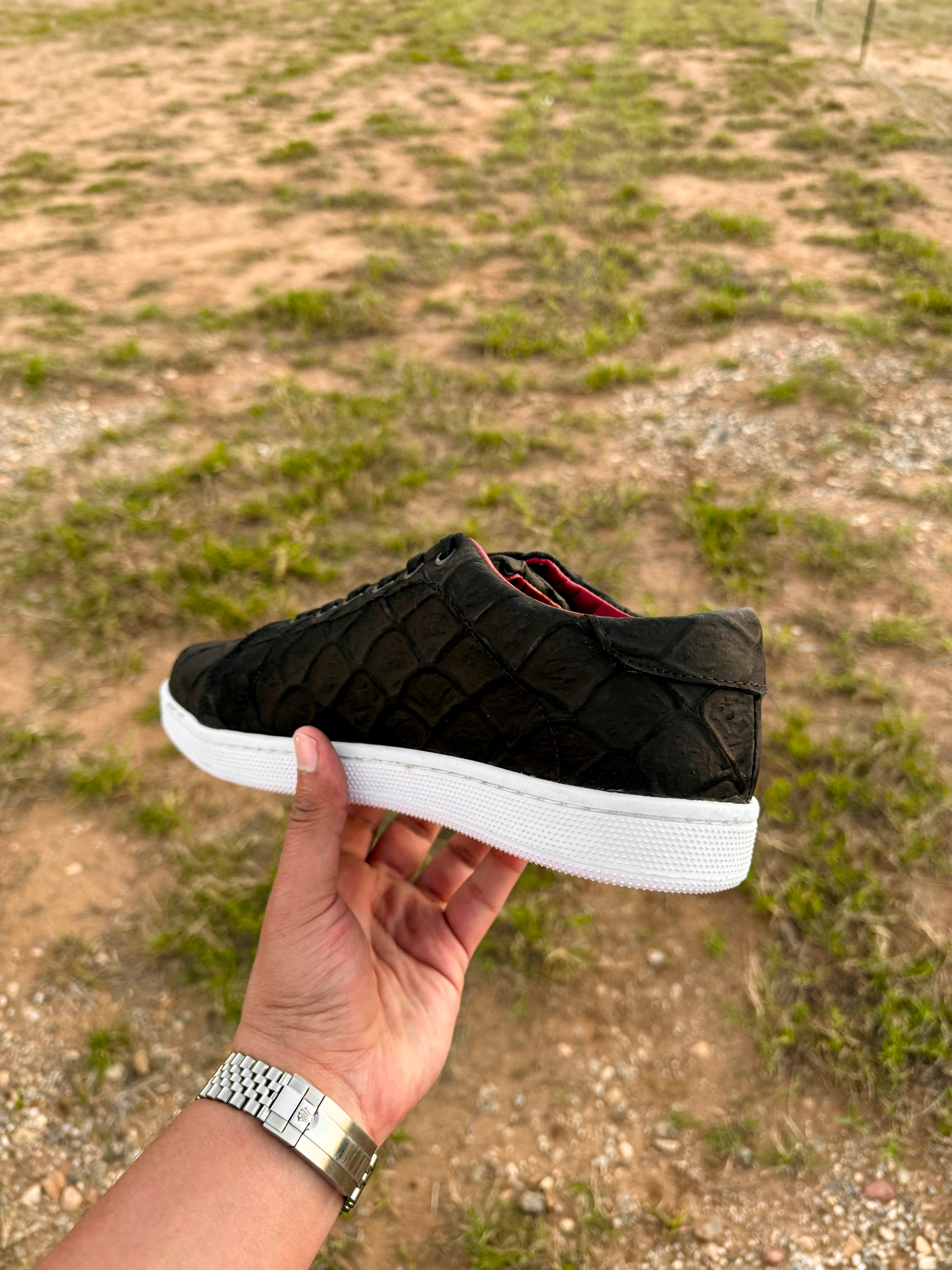 Matte Black Pirarucu Leather Shoes