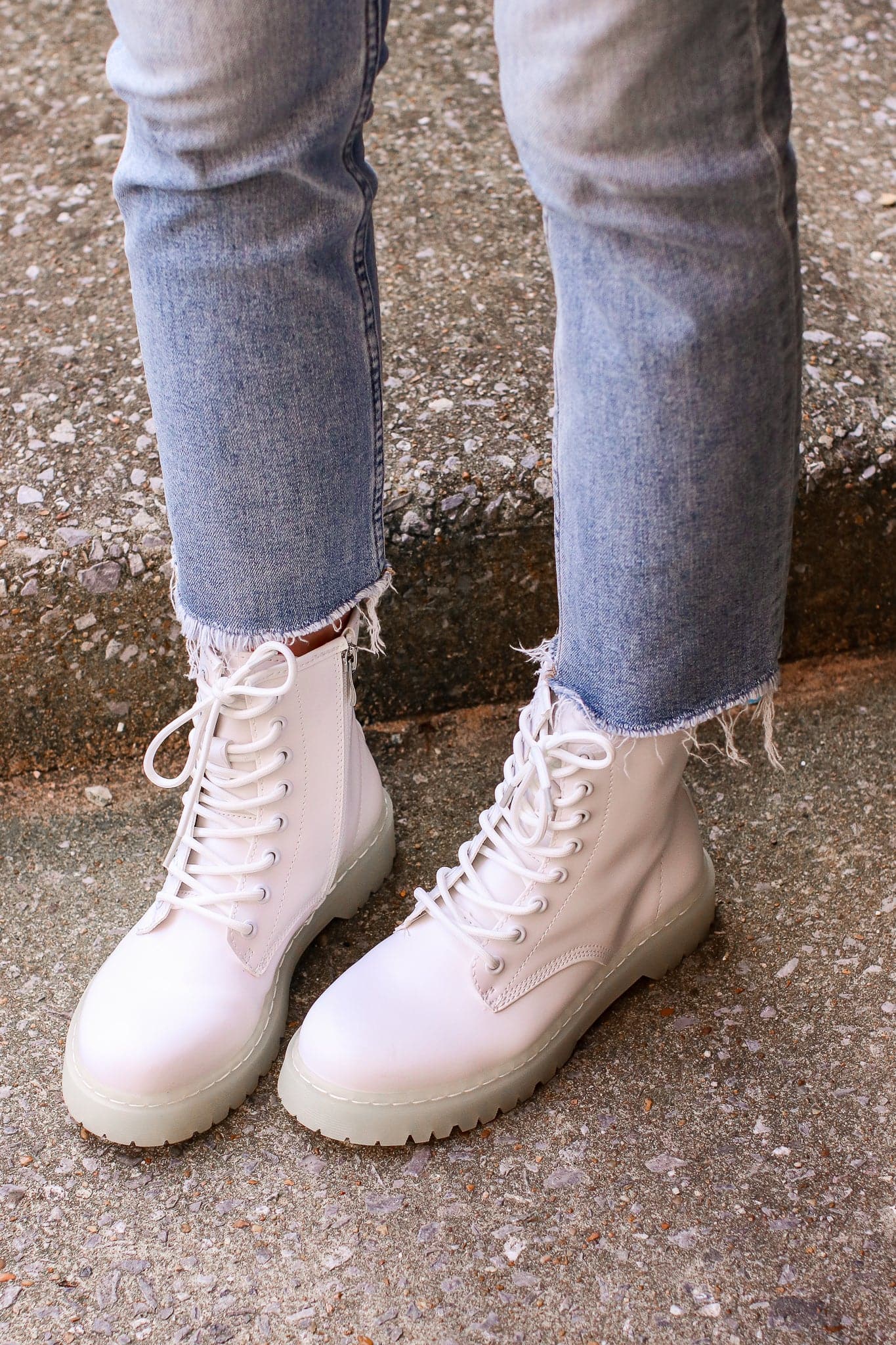 Faux Leather Combat Boots