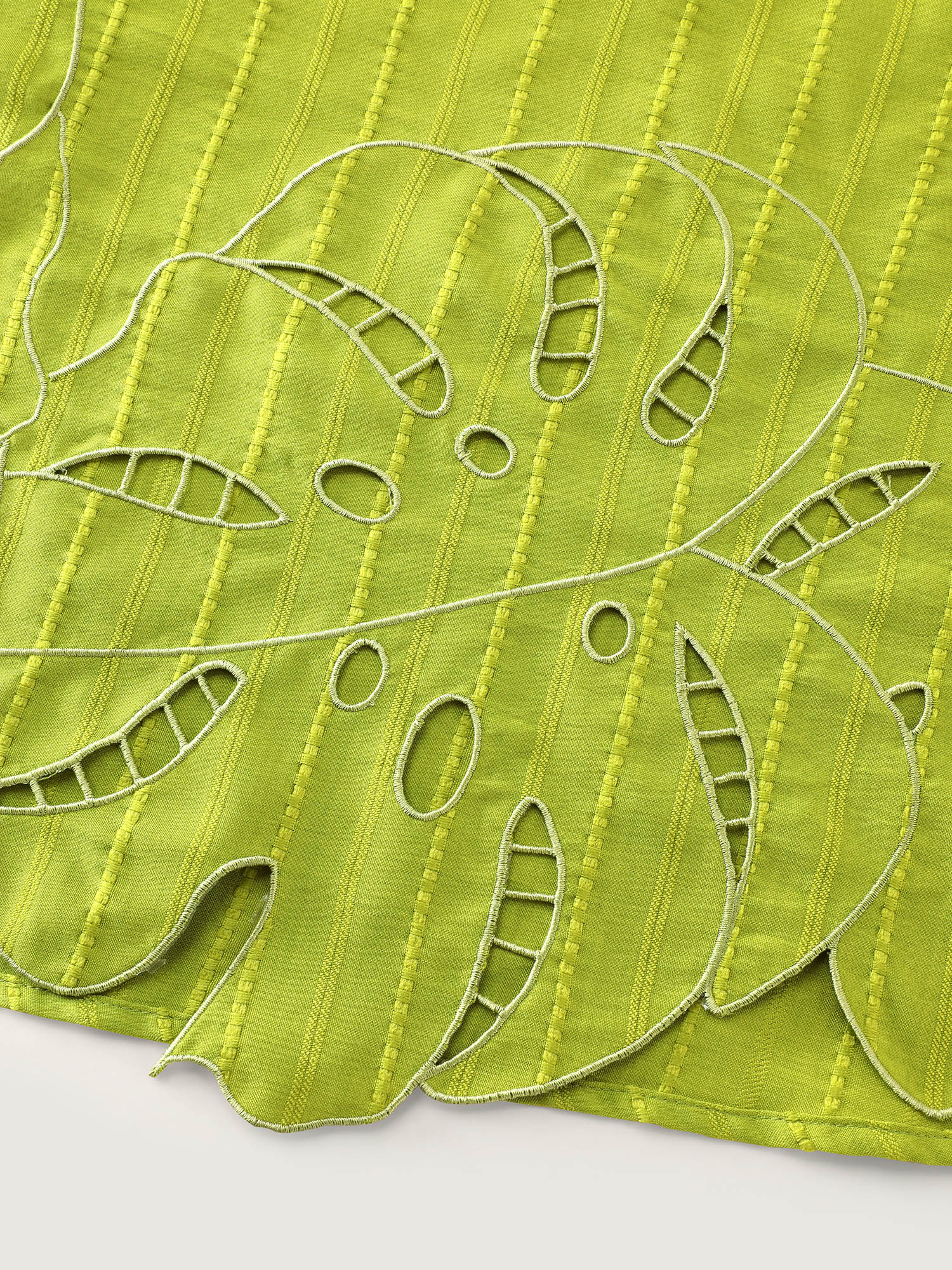 Ruched Bodice Embroidered Cut Out Midi Dress