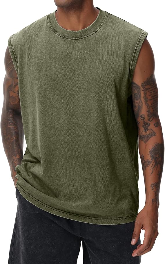Men's Solid Color Round Neck Tank Top Loose Casual Comfy Classic Crew Neck Sleeveless Top for Summer Casual Loose Fit