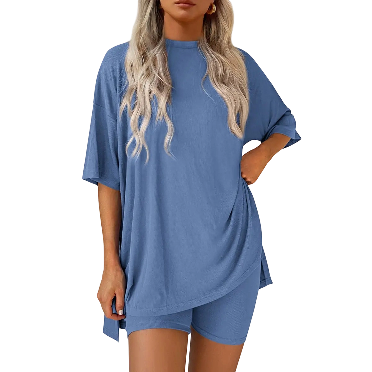 Women’s Oversized Tee & High-Waisted Biker Shorts Set