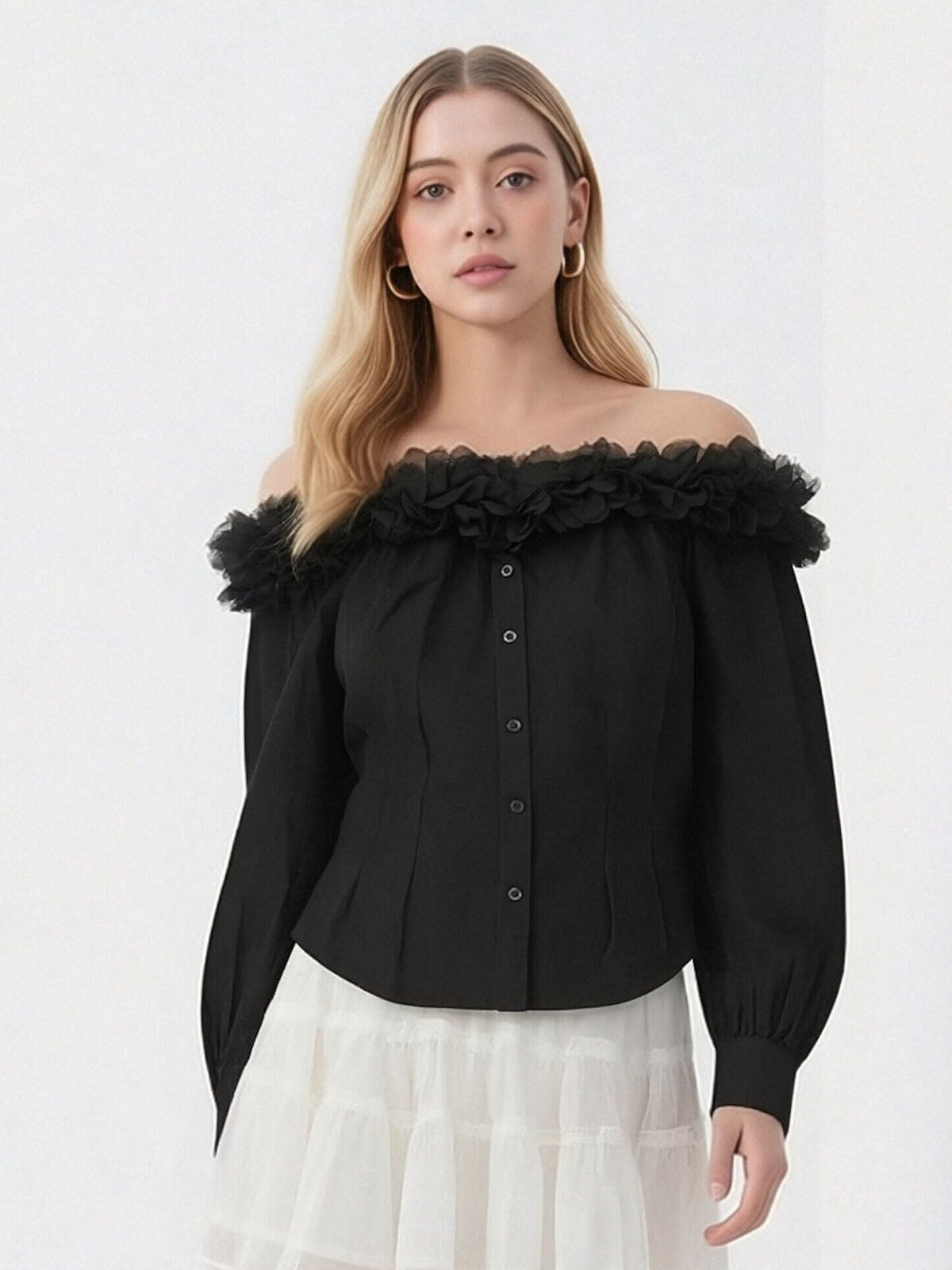 ASOBIO Off-Shoulder Petal Shirt