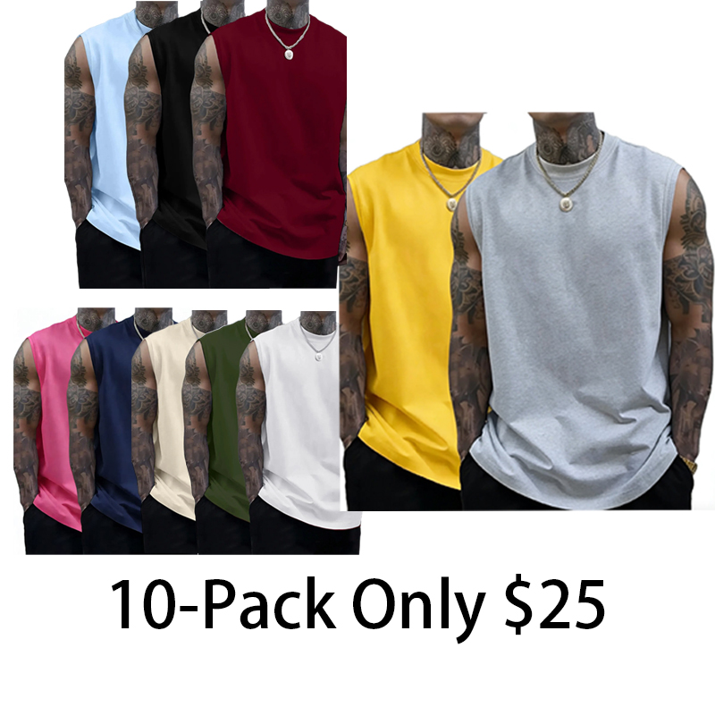 Men's Solid Color Crew Neck Tank Top
