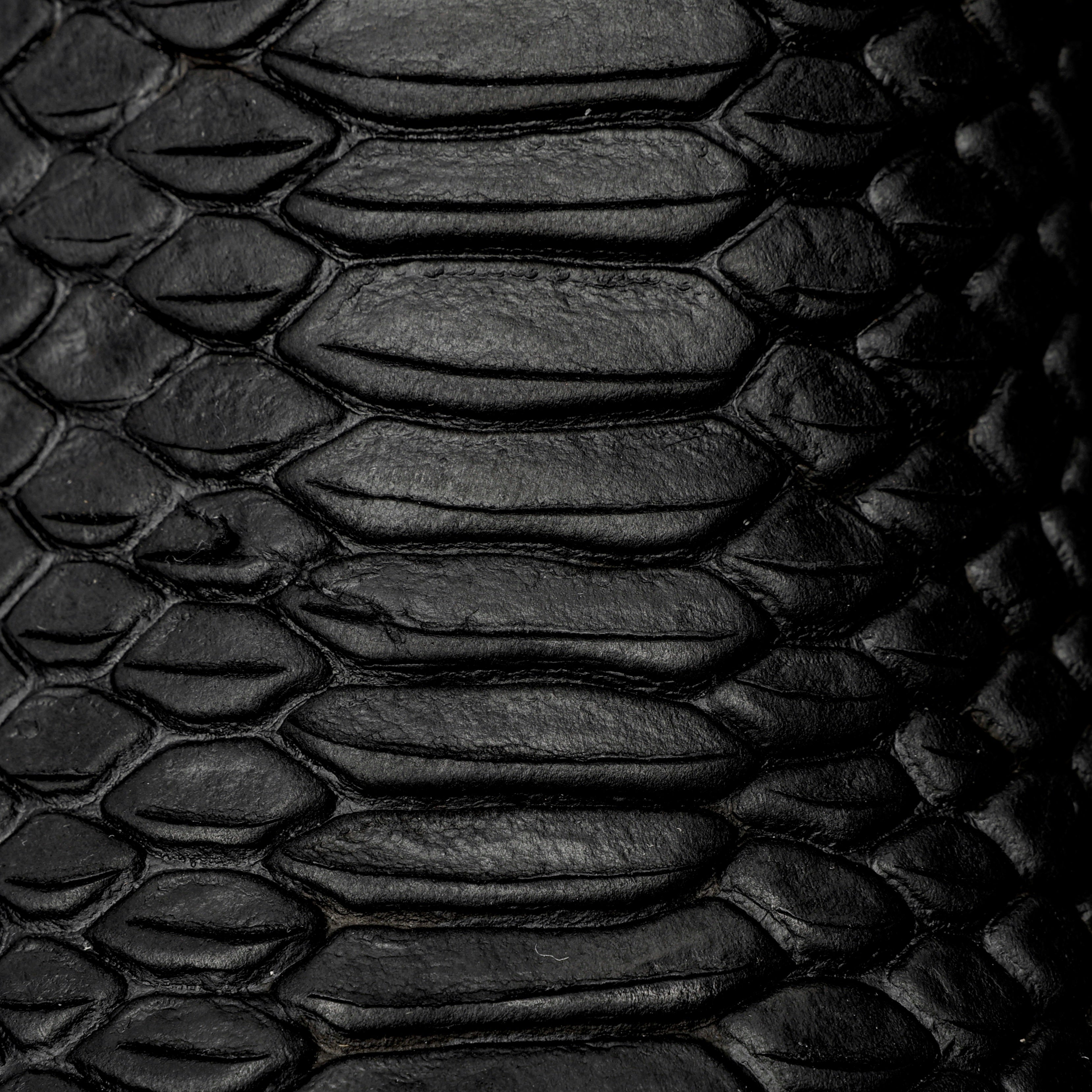 Matte Black Python Leather Botin With 3D Lightweight Soles - Square Toe