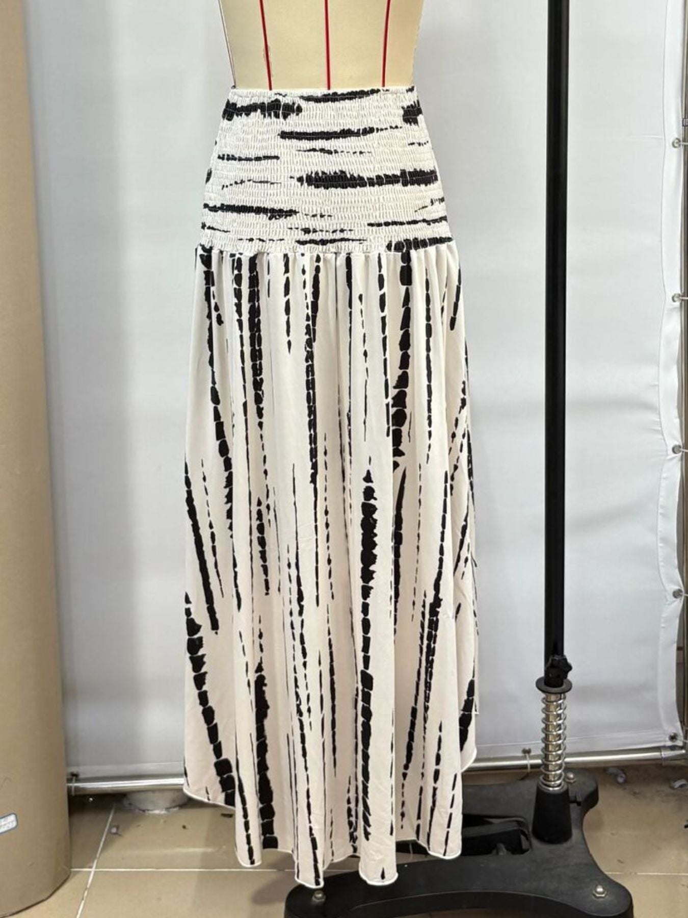 Smocked Asymmetrical Hem Skirt