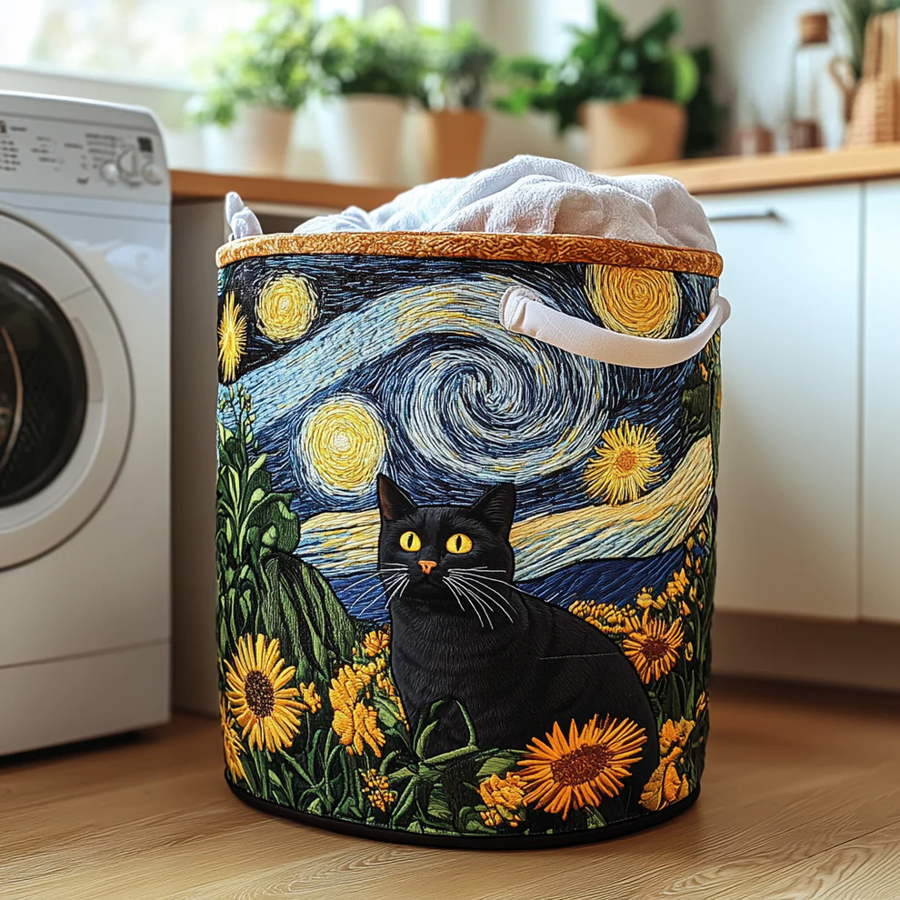 Hot Seller Scenic and Animal-Themed Quilted Laundry Baskets |  Sun  Dog  Flower  Fish  Bear