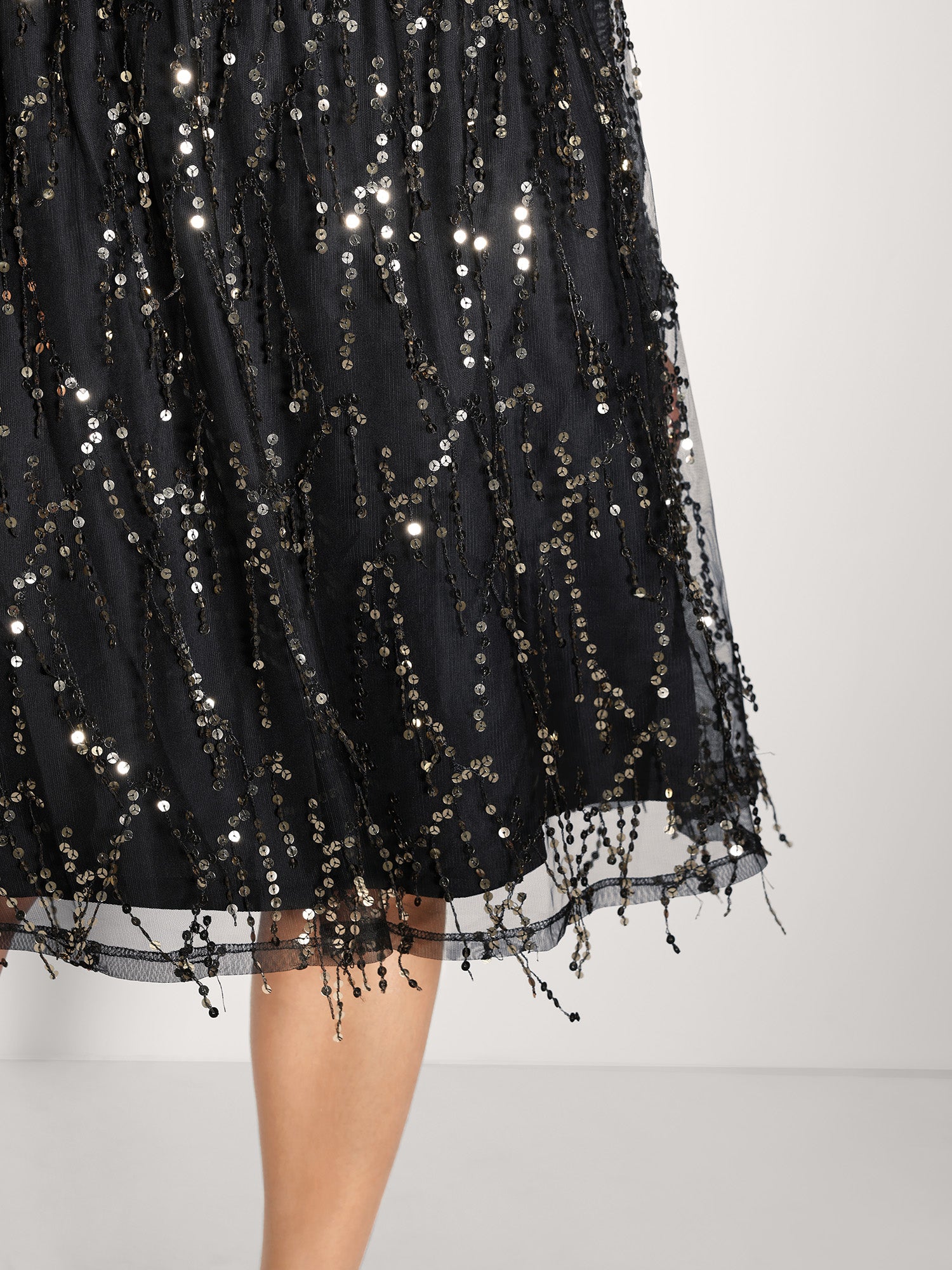 Back Bow Tie Fringe Sequin Mini Dress