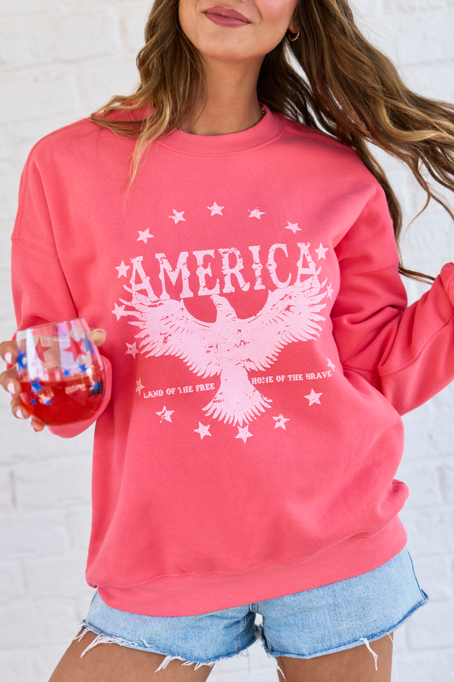American Eagle Light Red Graphic Sweatshirt