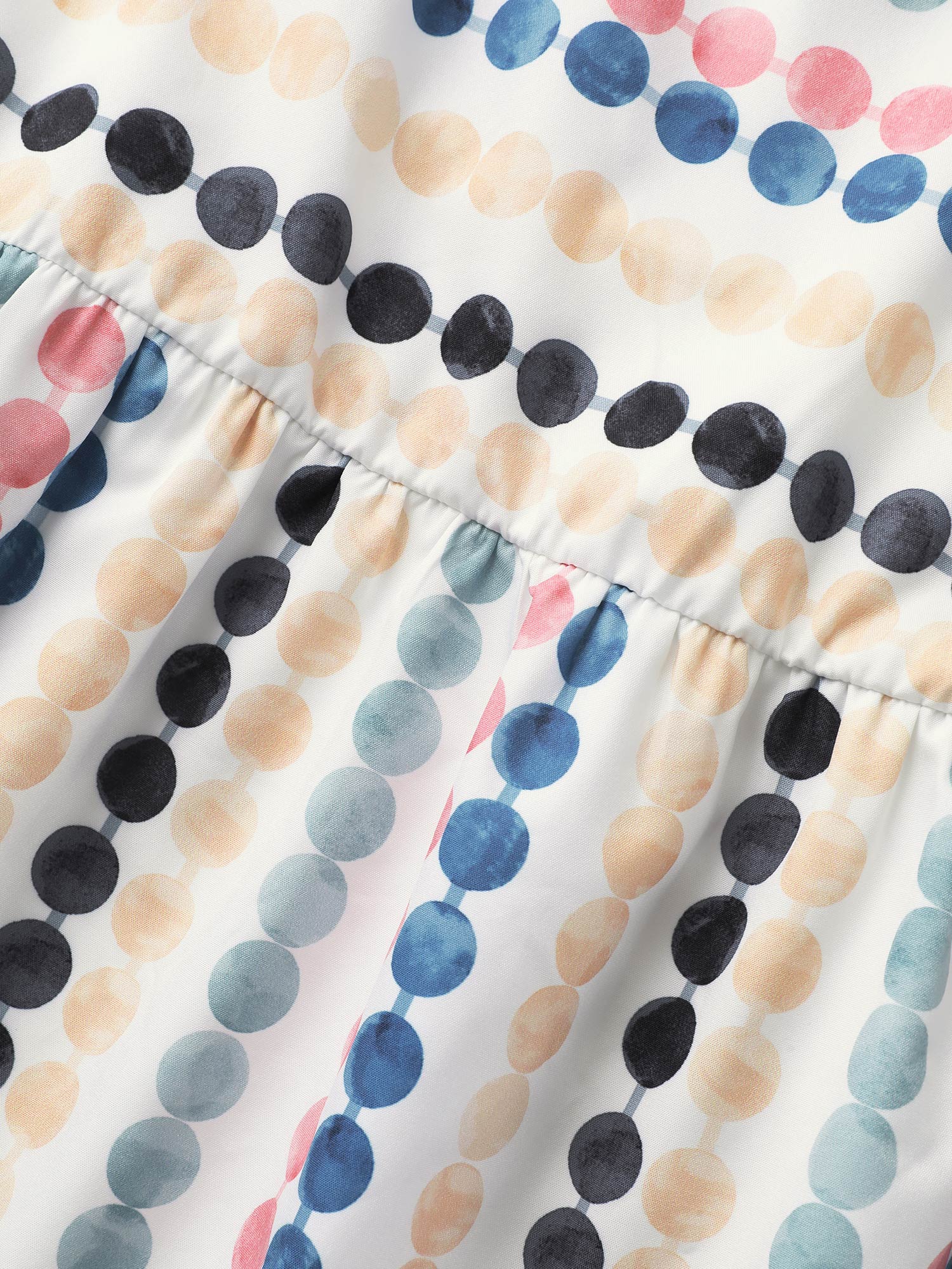 Dot Print Elastic Waist Split Neck Mini Dress