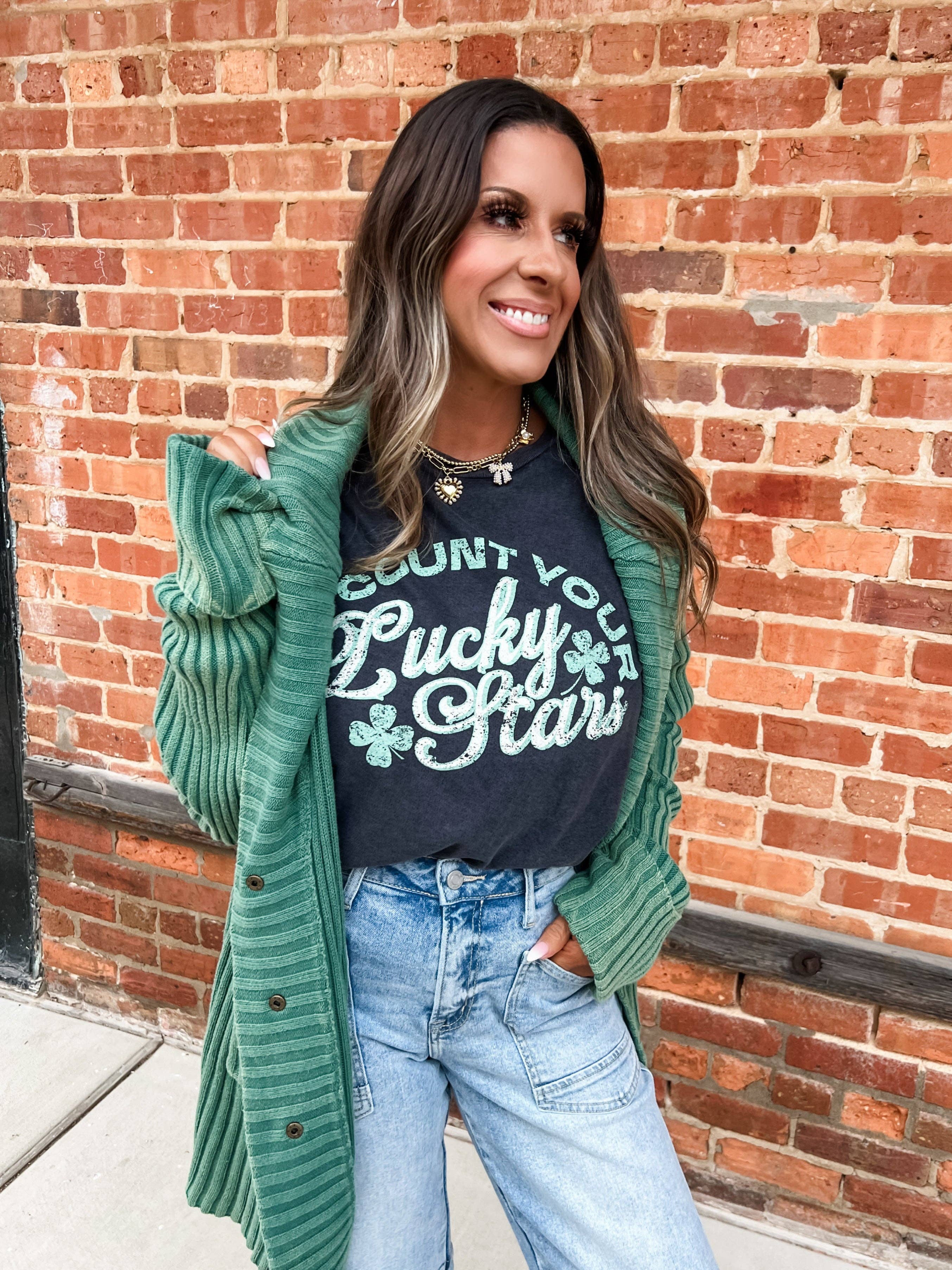 Count Your Lucky Stars Graphic Mineral T-Shirt