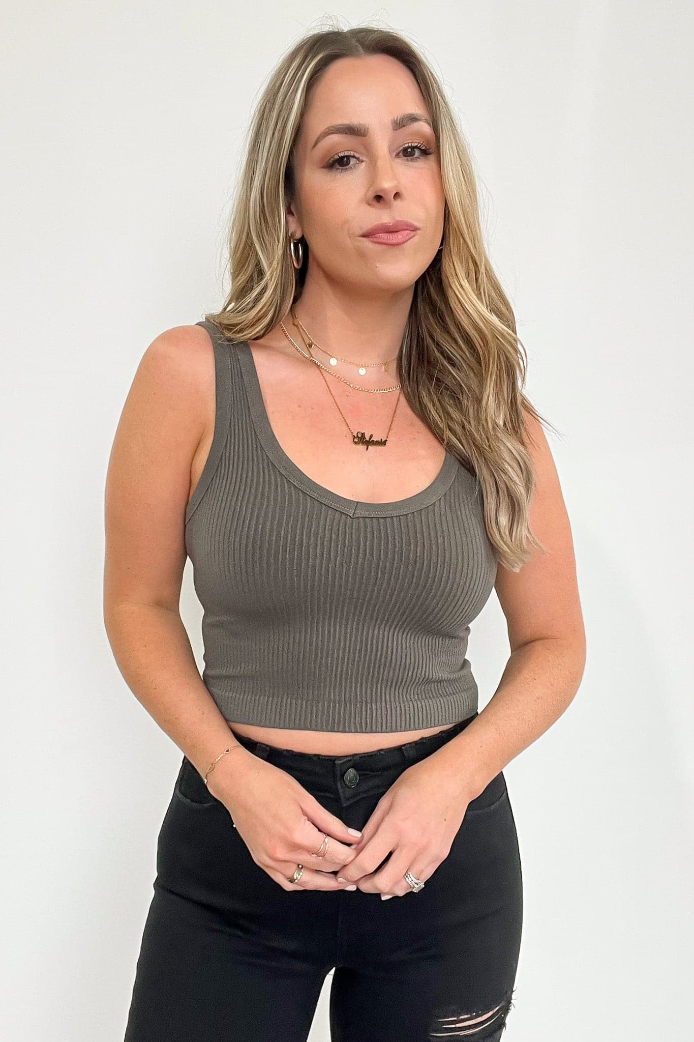 Ribbed Seamless Cropped Tank Bra Top