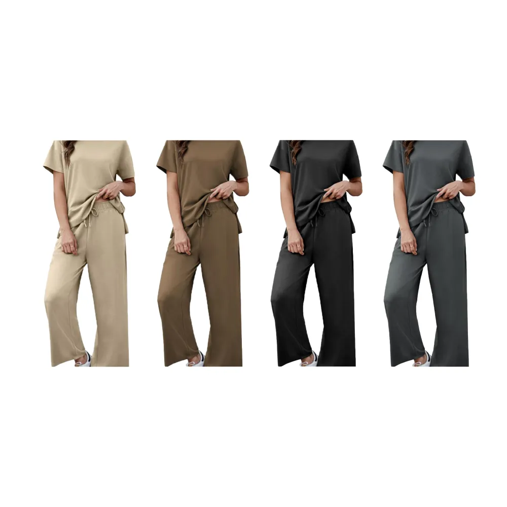 2 Piece Tracksuit For Womens Wear Soft Short Sleeve