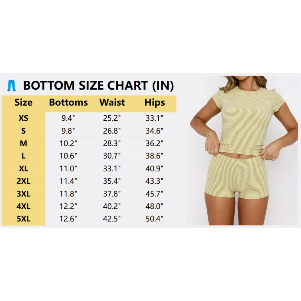 Two-piece Set Women's Striped Print Shortsleeve Crop Tee & Shorts